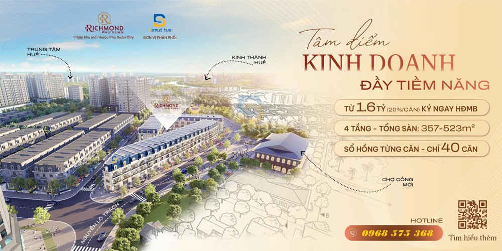 Richmond Phú Xuân City (Đối Diện Chợ Cống Mới) - Đặc Quyền Dành Riêng Cho 20 Quý Kh Đầu Tiên Tại Tp