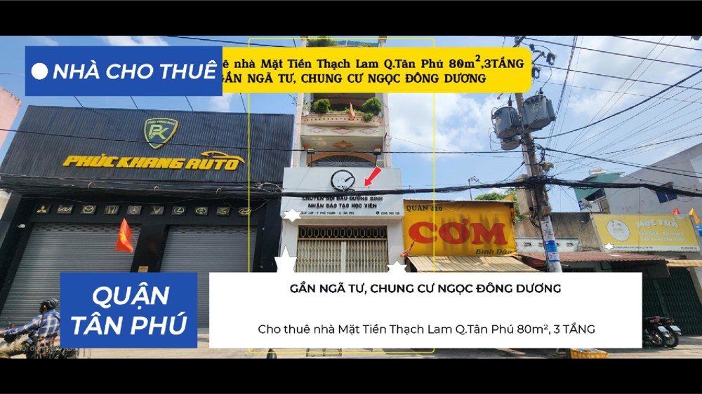 Cho Thuê Nhà Mặt Tiền Thạch Lam Q.tân Phú 80M²,3Tầng, 19Triệu - Gần Chung Cư, Ngã Tư