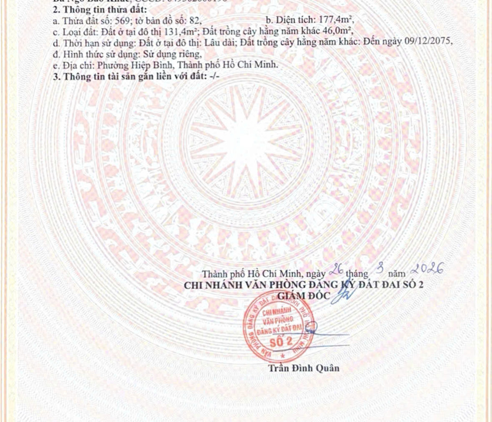 Bán Lô Đất Diện Tích Khủng 177M2 Tại 505/33 Quốc Lộ 13 Cách Cổng Vạn Phúc Chỉ 200M