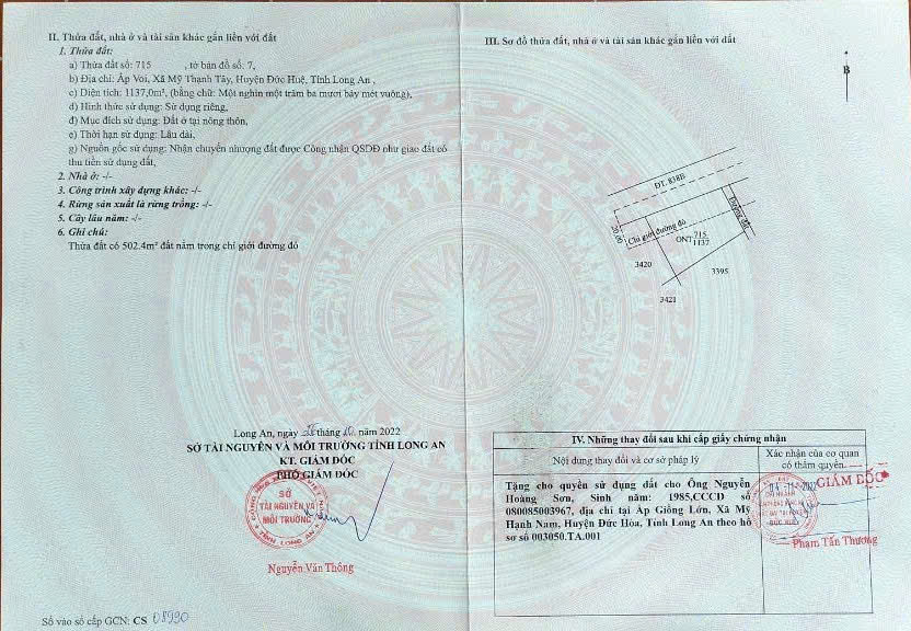 Hot Đất Đẹp- Giá Tốt Chính Chủ Cần Bán Gấp Lô Đất Tiềm Năng Tại Huyện Đức Huệ, Tỉnh Long An