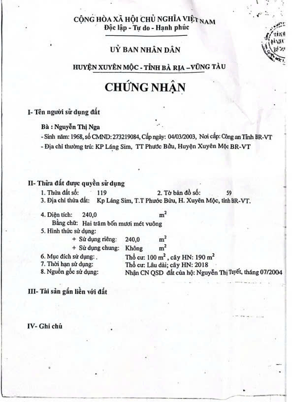 Đầu Tư Sinh Lời - Chính Chủ Bán Đất Kèm Nhà Mặt Tiền Đường Thị Trấn Phước Bửu, Xuyên Mộc, Brvt