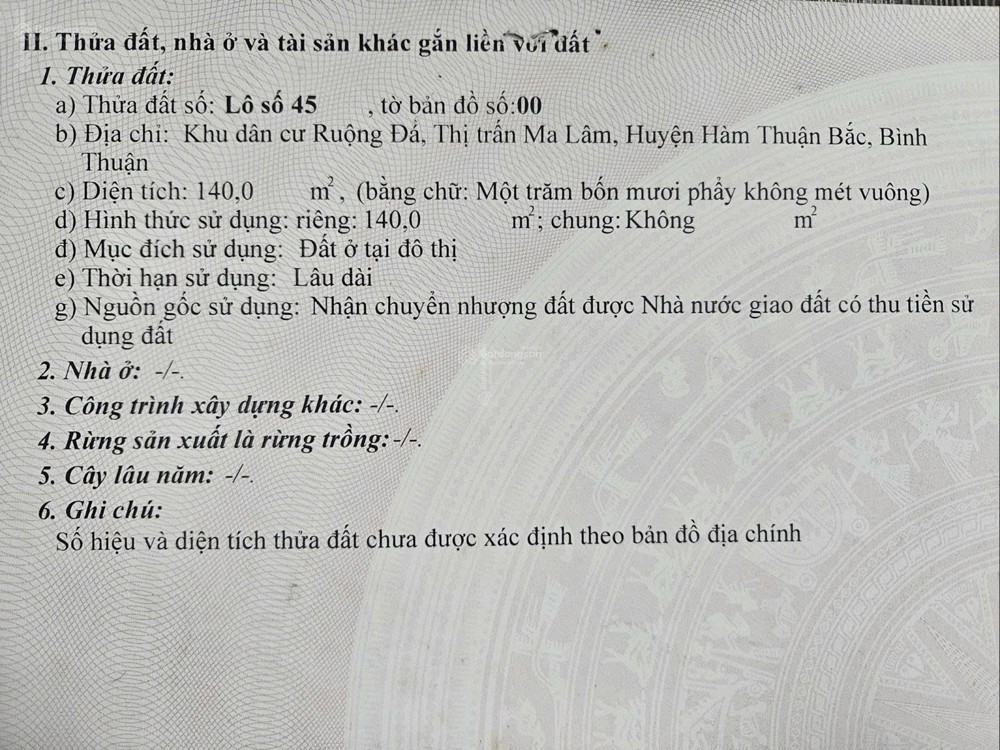 Đất Chính Chủ- Giá Tốt Thị Trấn Ma Lâm,Hàm Thuận Bắc, Bình Thuận(hàm Thuận, Lâm Đồng Mới)