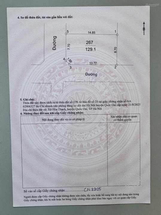 Bán Lô Góc 100M2 Phú Cát, Mt 15M, Đường 8M, Full Thổ Cư, Gần Cnc Hoà Lạc