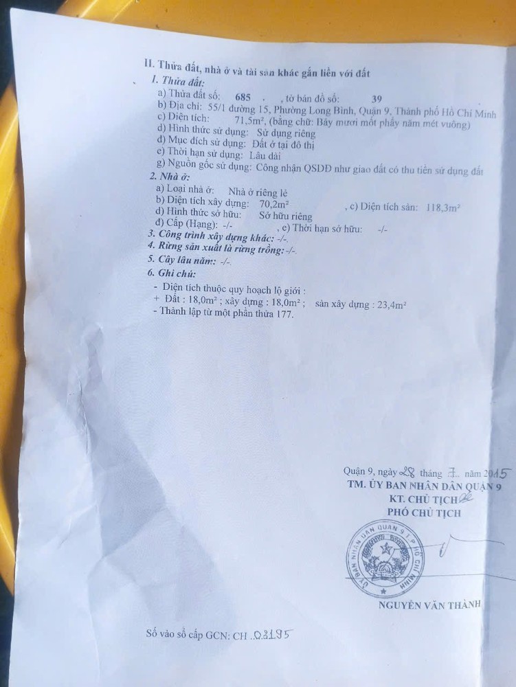 Nhà Đẹp - Giá Tốt Chính Chủ Bán Nhà Phường Long Bình Quận 9, Hồ Chí Minh