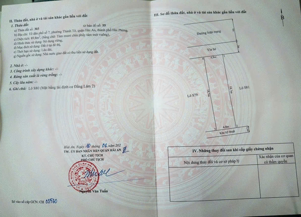 Đất Tái Định Cư Đằng Lâm 2 - Cạnh Sao Sáng - 90M - Mt 4.8M - Đường 12M