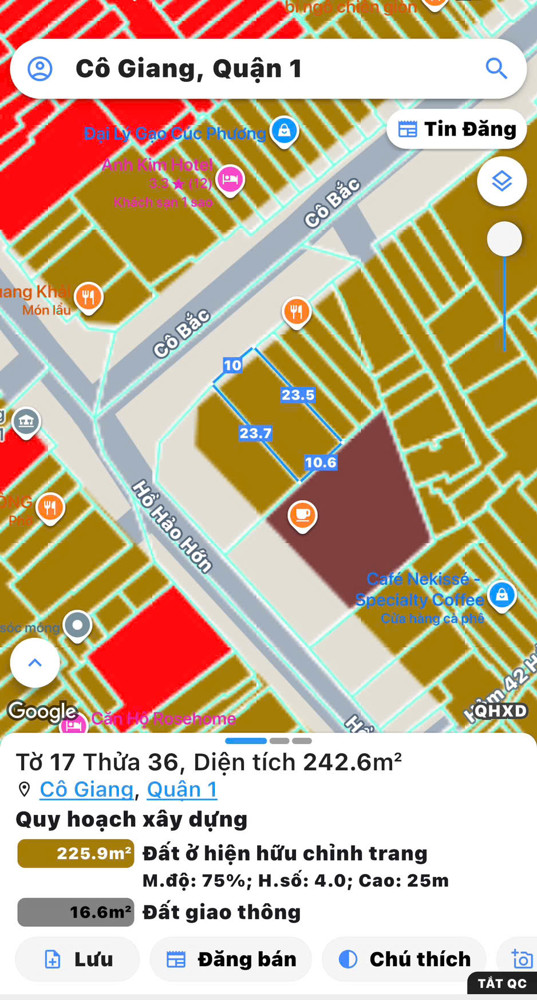 Bán Siêu Phẩm Ngang Lớn 11M*24m - Mặt Tiền Kd Đường Cô Bắc, Quận 1 - Đắt Full Thổ Cư Sổ Hồng Vuông