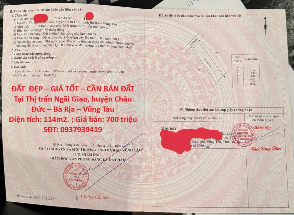 Đất Đẹp – Giá Tốt – Cần Bán Đất Tại Thị Trấn Ngãi Giao, Huyện Châu Đức – Bà Rịa – Vũng Tàu