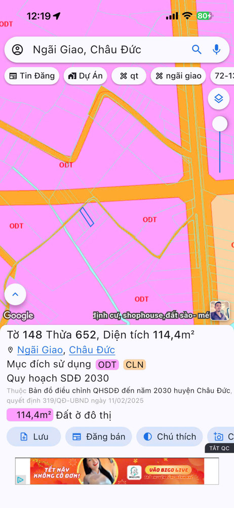 Đất Đẹp – Giá Tốt – Cần Bán Đất Tại Thị Trấn Ngãi Giao, Huyện Châu Đức – Bà Rịa – Vũng Tàu