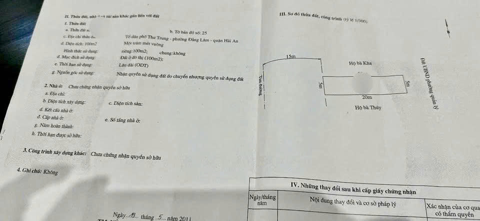 Đất Phân Lô Thư Trung - Văn Cao - 100M - Ngang 5 - Đường 30M Siêu Rộng
