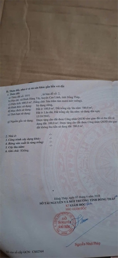 Giá Tốt - Chính Chủ Cần Bán Nhanh Lô Đất Vị Trí Tại Cao Lãnh, Tỉnh Đồng Tháp