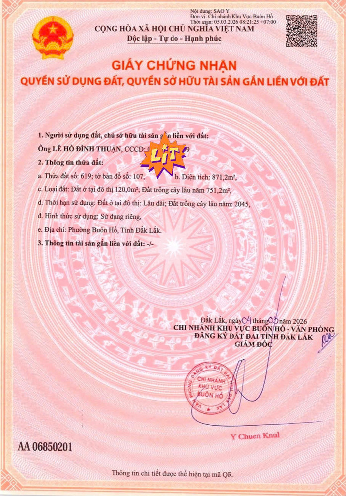 Đất Đẹp- Giá Tốt Chính Chủ Cần Bán Nhanh Lô Đất Hoàng Quốc Việt, Phường Buôn Hồ , Tỉnh Đăk Lăk