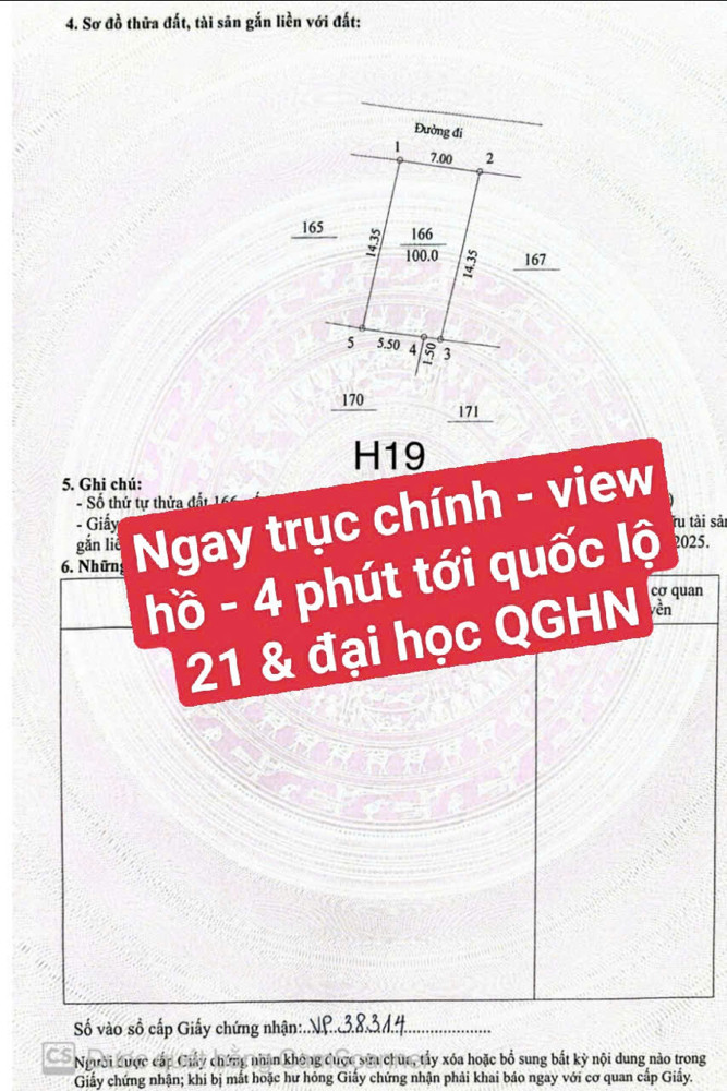 Siêu Phẩm Giá Đầu Tư Thửa Đất Đắc Địa View Hồ Thoáng Mát Vùng Lõi Hòa Lạc