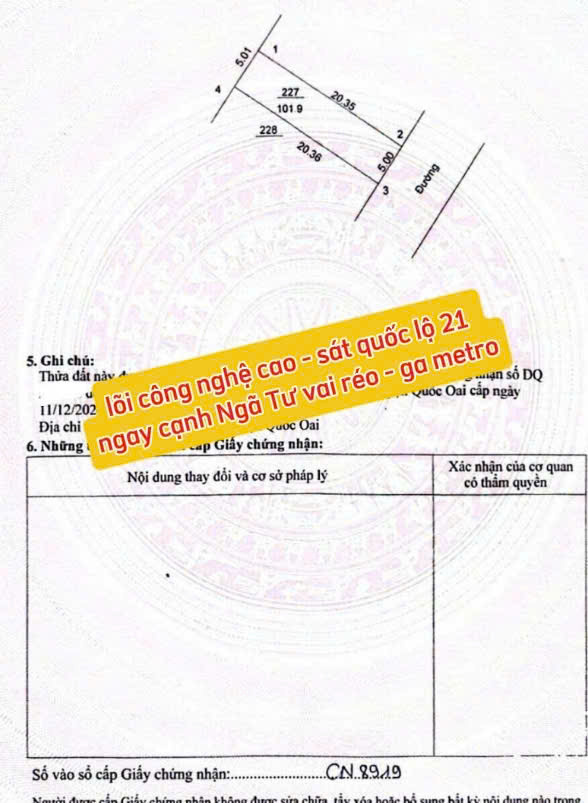 Chính Chủ Cần Bán 101M2 Đất Ngay Ngã Tư Vai Réo