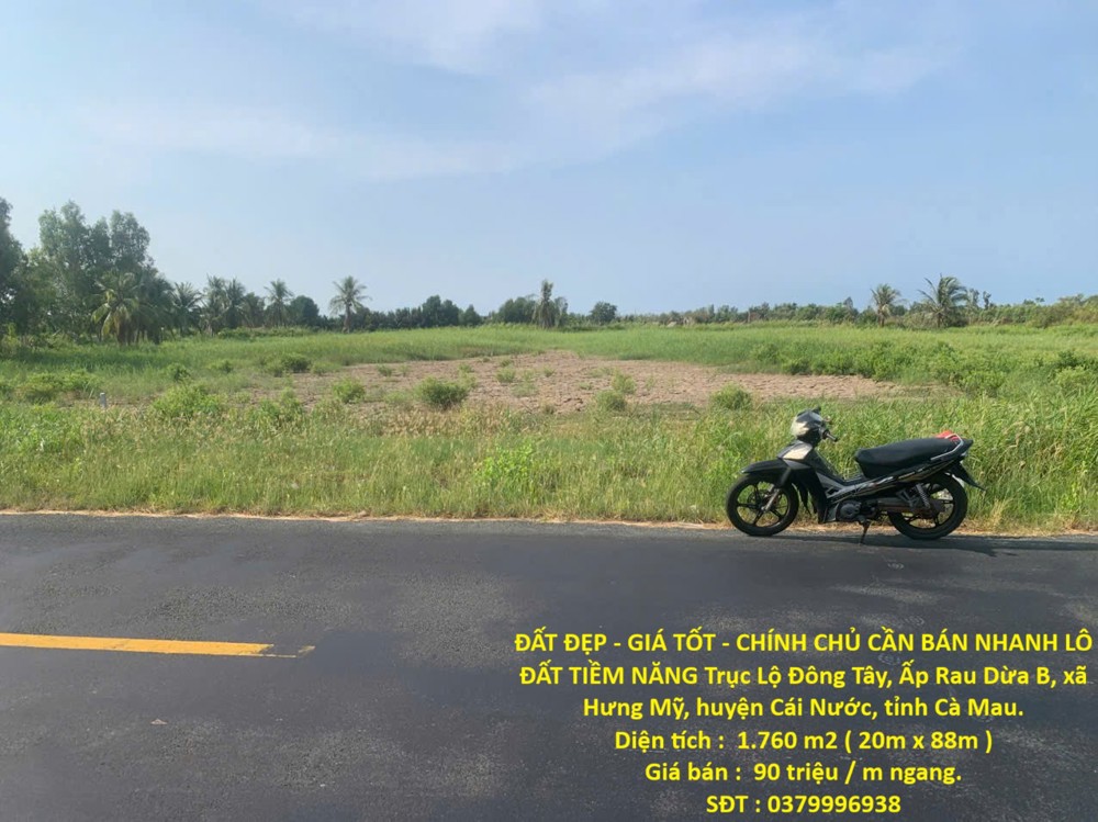 Đất Đẹp - Giá Tốt - Chính Chủ Cần Bán Nhanh Lô Đất Tiềm Năng Trục Lộ Đông Tây, Xã Hưng Mỹ, Cà Mau