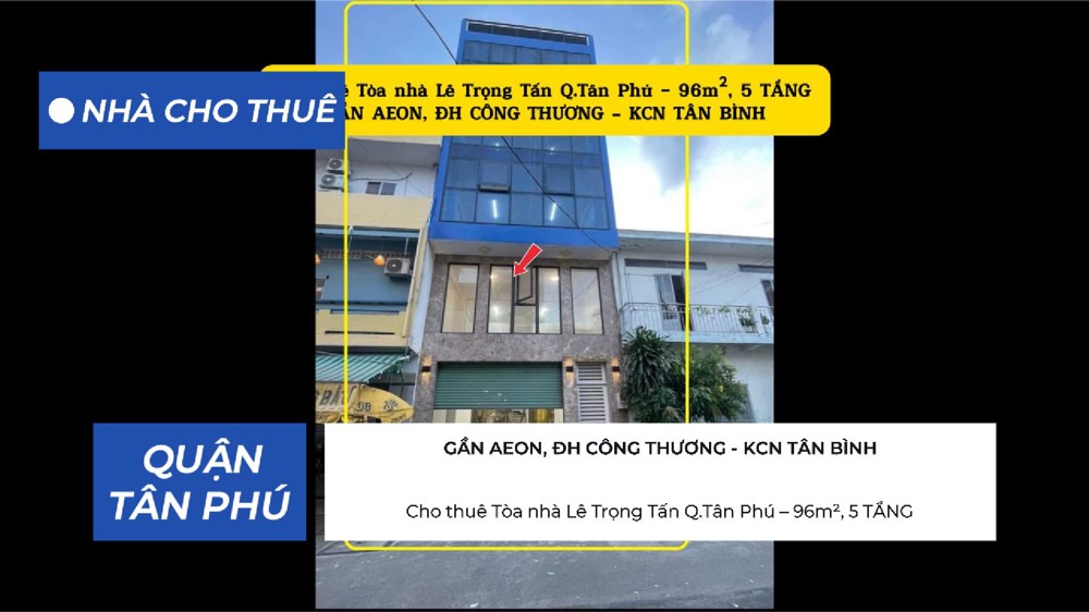 Cho Thuê Tòa Nhà Lê Trọng Tấn Q.tân Phú 96M²,5Tầng, Ngang 6M, 58Triệu