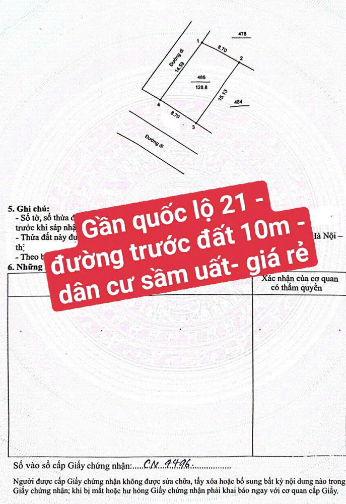 Bán Rẻ Mảnh Đất Cực Đẹp Đường Rộng Thoáng, Sẵn Sổ Đỏ Tại Khu Vực Quốc Lộ 21