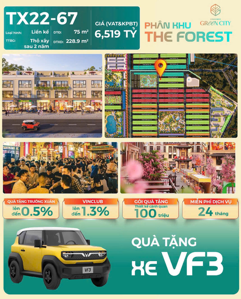 1 Căn – 3 Giá Trị – Vào Tiền Nhẹ Như Chung Cư Liền Kề 75M² – Trung Tâm The Forest Giá Chỉ: