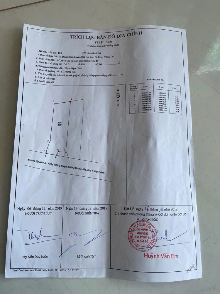 Bán Đất Mặt Tiền Nguyễn An Ninh – Phước Hải – Gần Biển – Giá Tốt Đầu Tư