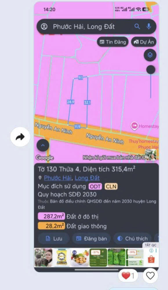 Bán Đất Mặt Tiền Nguyễn An Ninh – Phước Hải – Gần Biển – Giá Tốt Đầu Tư