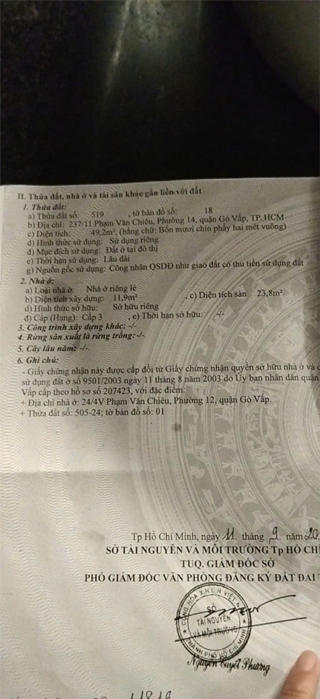 Hot Nhà Chính Chủ- Giá Ưu Đãi Cần Bán Nhanh Căn Nhà Vị Trí Tại Quận Gò Vấp, Tphcm