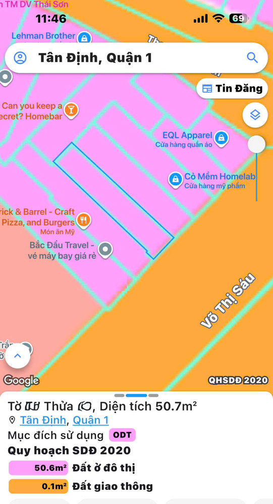 Bán Nhà 4 Tầng Mặt Tiền Đ. Võ Thị Sáu, Tân Định, Quận 1 - Dt 52M2 Full Thổ Cư - Sh Vuông Đẹp 