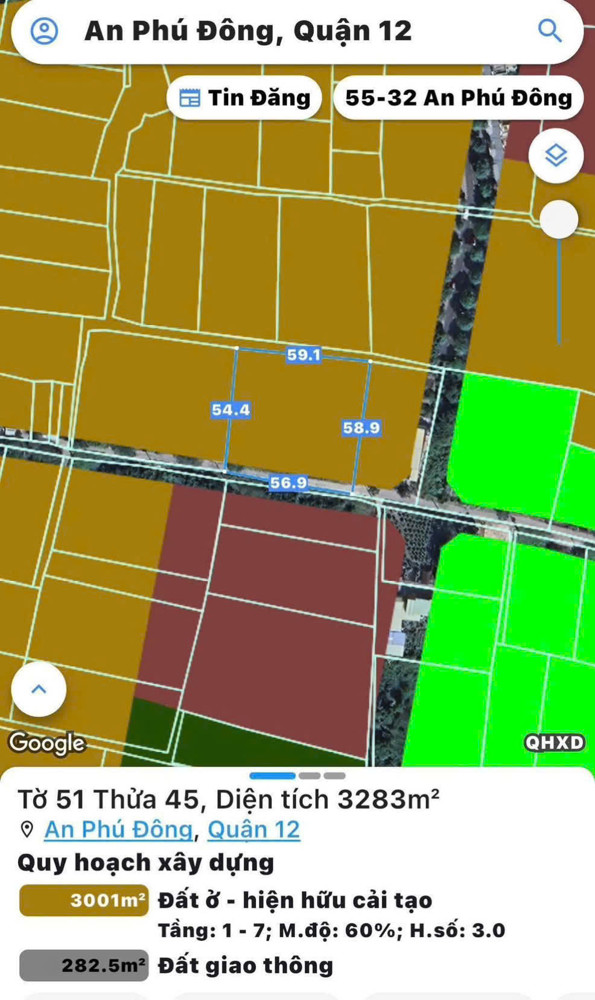 Siêu Phẩm Đất Lớn (59X50) Ven Sông Sài Gòn – An Phú Đông, Q12