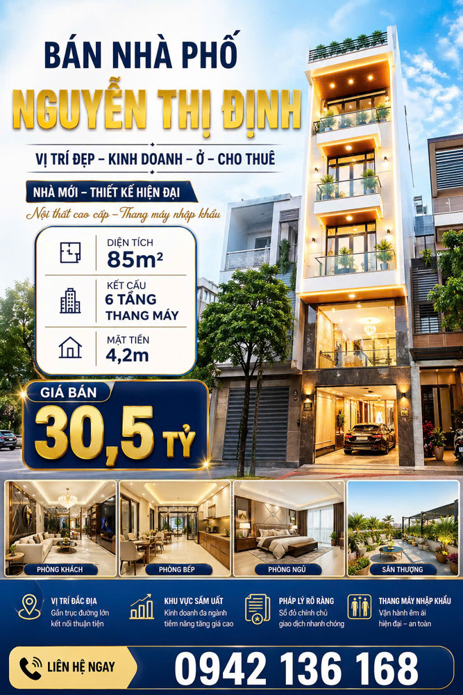 Bán Nhà Phố Nguyễn Thị Định, Trung Hòa Nhân Chính 85M2 Xây 6 Tầng Thang Máy Giá 30 Tỷ