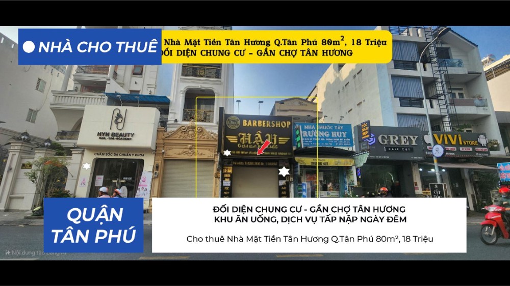 Cho Thuê Nhà Mặt Tiền Tân Hương Q.tân Phú 80M², 18Triệu - Đối Diện Chung Cư