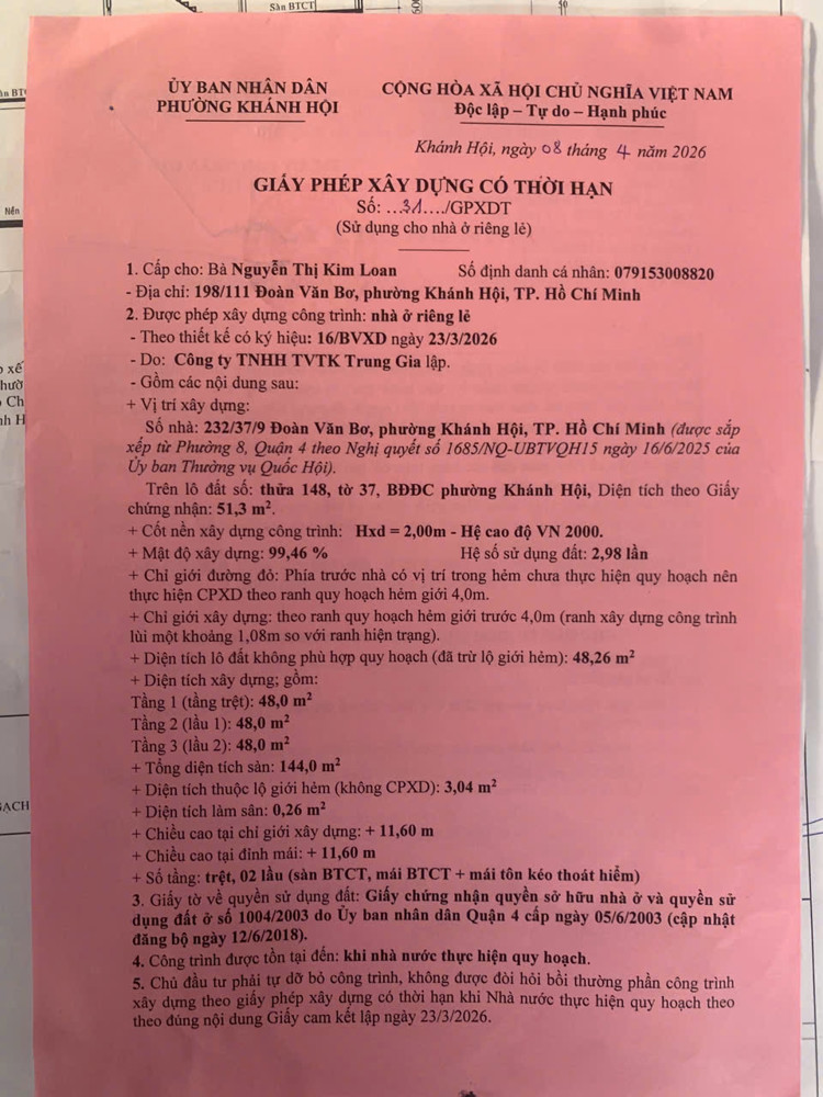 Bán Nhà Quận 4 – Đoàn Văn Bơ – Có Giấy Phép Xây Dựng Mới – Khu Trung Tâm Dễ Khai Thác