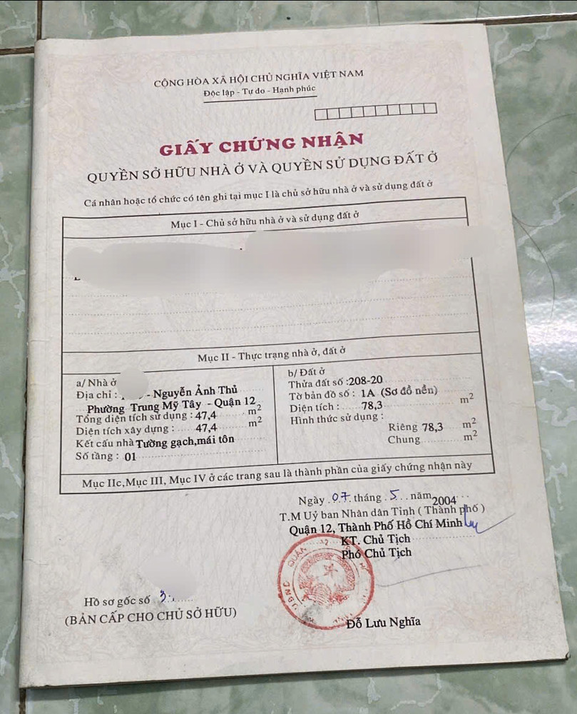 Nhà (4.5X24) Mặt Tiền Nguyễn Ảnh Thủ, P. Trung Mỹ Tây, Q12 – Vị Trí Vip