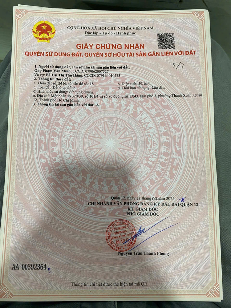 Bán Nền Đất (4X15.5) Hẻm 1/ Ngắn Thạnh Lộc 43 – Giá Tốt Chỉ 3.4 Tỷ