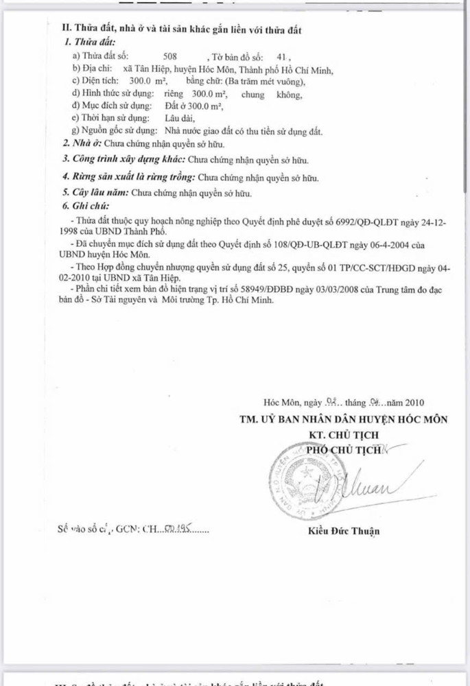 Kho/xưởng Mặt Tiền Tân Hiệp 4 Hóc Môn – 20X50 – Full Thổ – Giá 29.9 Tỷ (Tl)