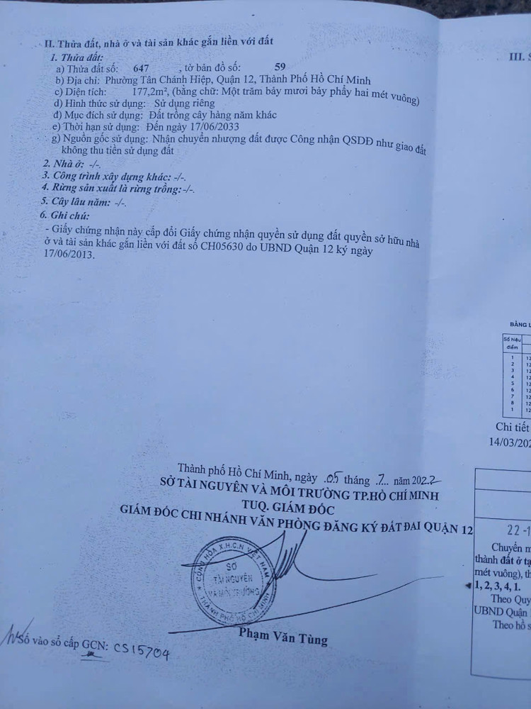 Bán Đất Tô Ký Q12 – 5X38 – Đường 10M – Gần Chợ Tân Chánh Hiệp – Giá Chỉ 4.5 Tỷ