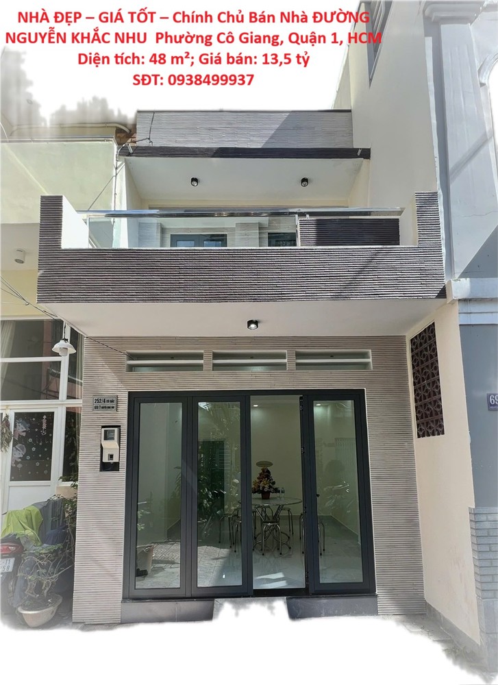 Nhà Đẹp – Giá Tốt – Chính Chủ Bán Nhà Đường Nguyễn Khắc Nhu Phường Cô Giang, Quận 1, Hcm