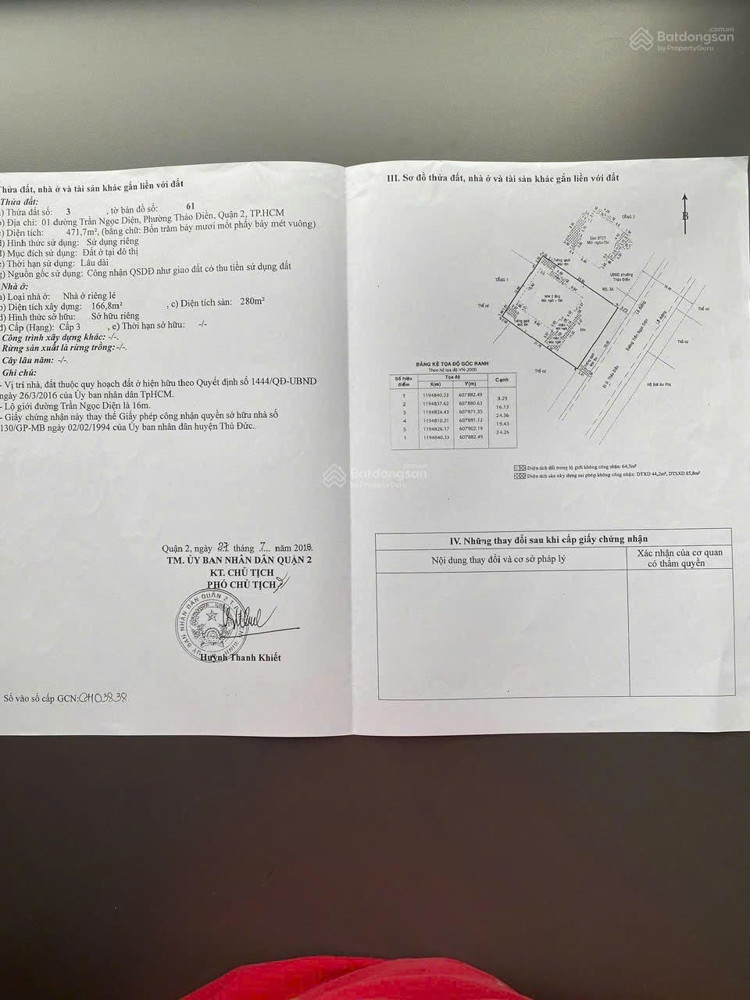 Bán Gấp Nhà Mặt Phố 1 Trần Ngọc Diện, 315 Tỷ, 470M2, Chính Chủ