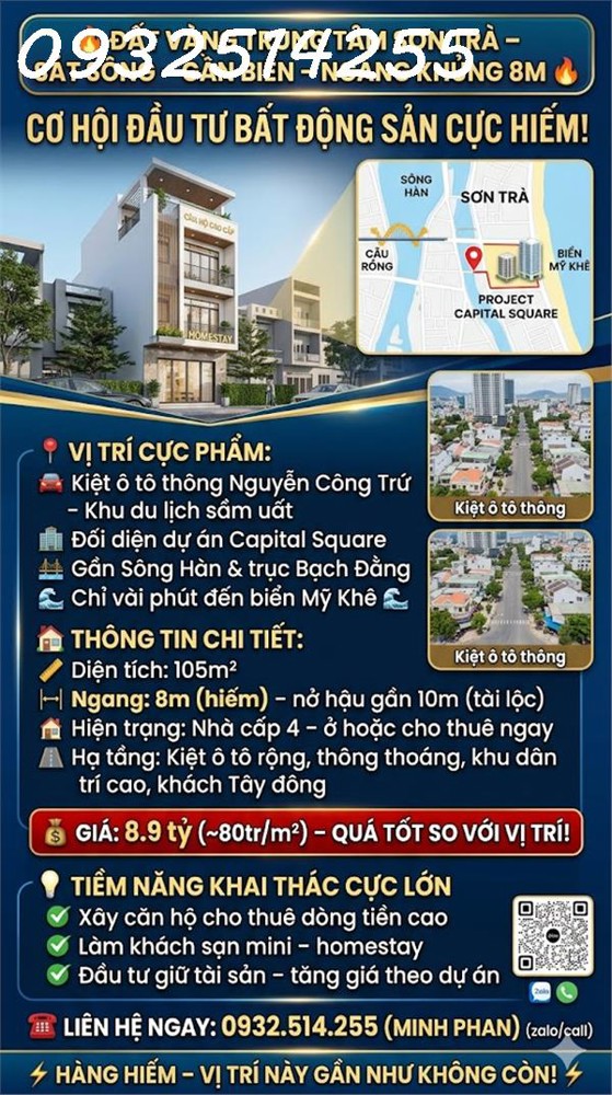 Đất Vàng Trung Tâm Sơn Trà – Sát Sông – Gần Biển – Ngang Khủng 8M Dt 105M² - Giá 8 Tỷ Xxx
