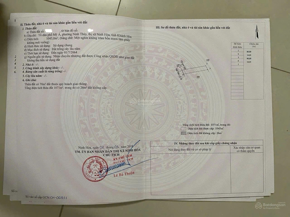 Cần Bán Đất Mặt Tiền Đường Lê Hồng Phong - Phường Đông Ninh Hòa