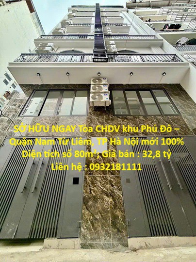 Sở Hữu Ngay Tòa Chdv Khu Phú Đô – Quận Nam Từ Liêm, Tp Hà Nội Mới 100%