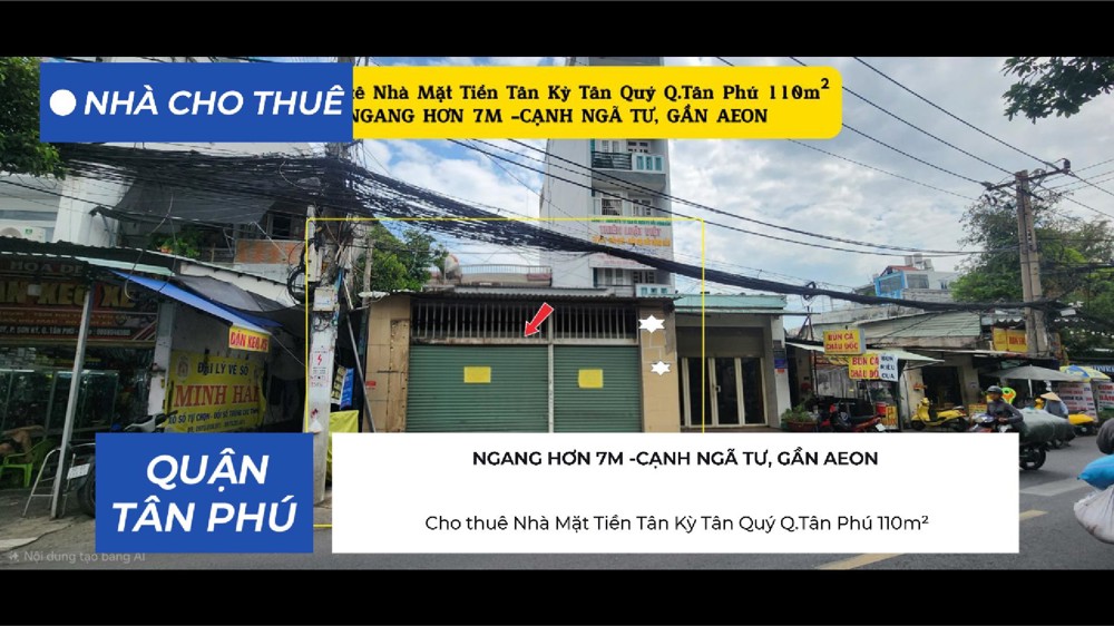 Cho Thuê Nhà Mặt Tiền Tân Kỳ Tân Quý Q.tân Phú 110M², Cạnh Ngã Tư, Gần Aeon