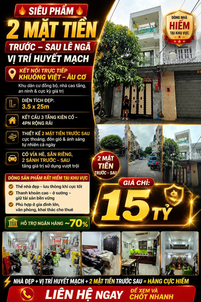 Nhà 21/42 Lê Ngã 83M2 Mặt Tiện Nội Bộ Khu Khuông Việt, Tân Phú: 4Pn, Sổ Đỏ, Giá 15.X Tỷ - Cơ Hội