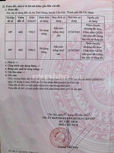 Đất Đẹp – Giá Tốt – Chính Chủ Cần Bán Lô Đất Liền Kề ( Đất Ao) Xã An Thới Đông, Cần Giờ, Tp. Hcm
