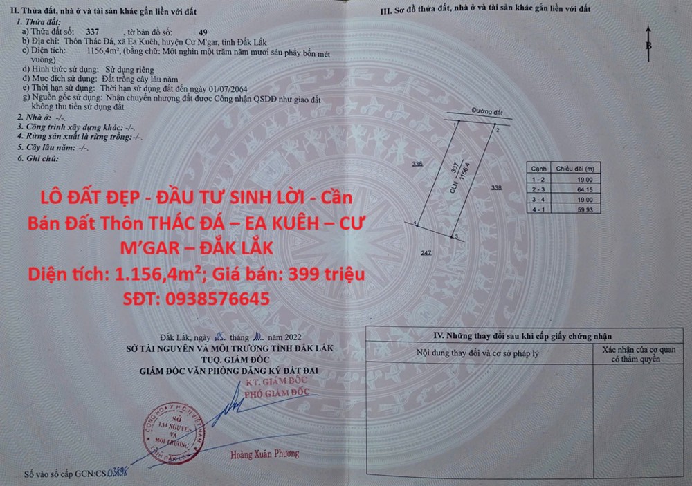 Lô Đất Đẹp - Đầu Tư Sinh Lời - Cần Bán Đất Thôn Thác Đá – Ea Kuêh – Cư M’gar – Đắk Lắk