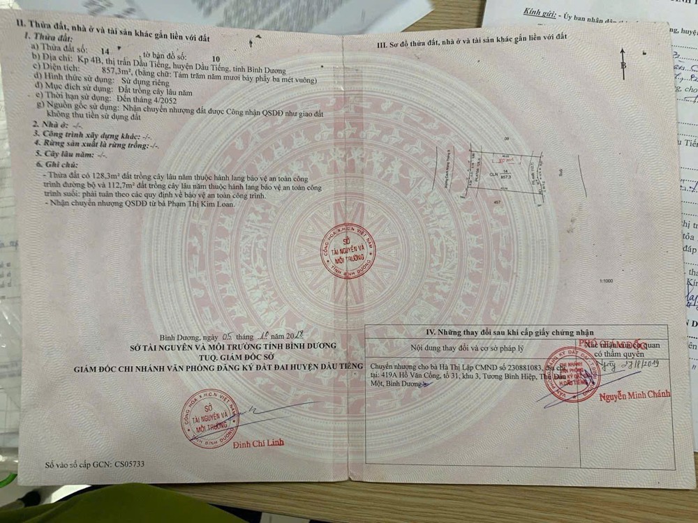 Chính Chủ Cần Bán Nhanh Lô Đất Mặt Tiền Đường Cách Mạng Tháng 8 Kp 4B Thị Trấn Dầu Tiếng Bình Dương