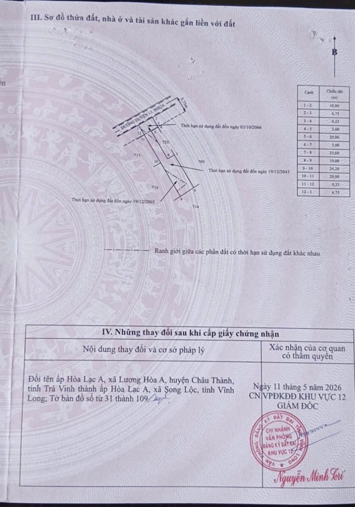 Chính Chủ Bán Lô Đất Tiềm Năng Tại Ấp Hòa Lạc A, Xã Lương Hòa A, Huyện Châu Thành, Tỉnh Trà Vinh