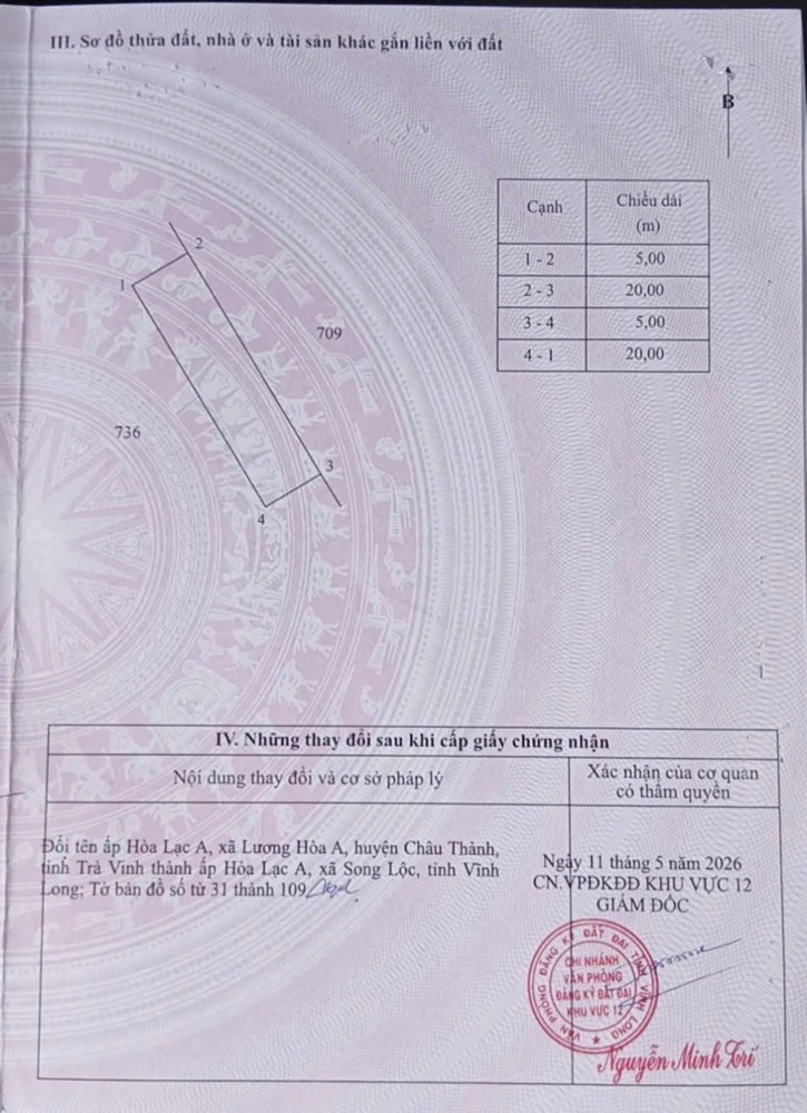 Chính Chủ Bán Lô Đất Tiềm Năng Tại Ấp Hòa Lạc A, Xã Lương Hòa A, Huyện Châu Thành, Tỉnh Trà Vinh