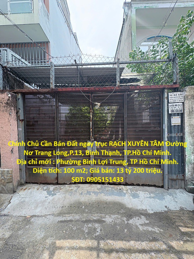 Chính Chủ Cần Bán Đất Ngay Trục Rạch Xuyên Tâm Đường Nơ Trang Long,P.13, Bình Thạnh, Tp.hồ Chí Minh