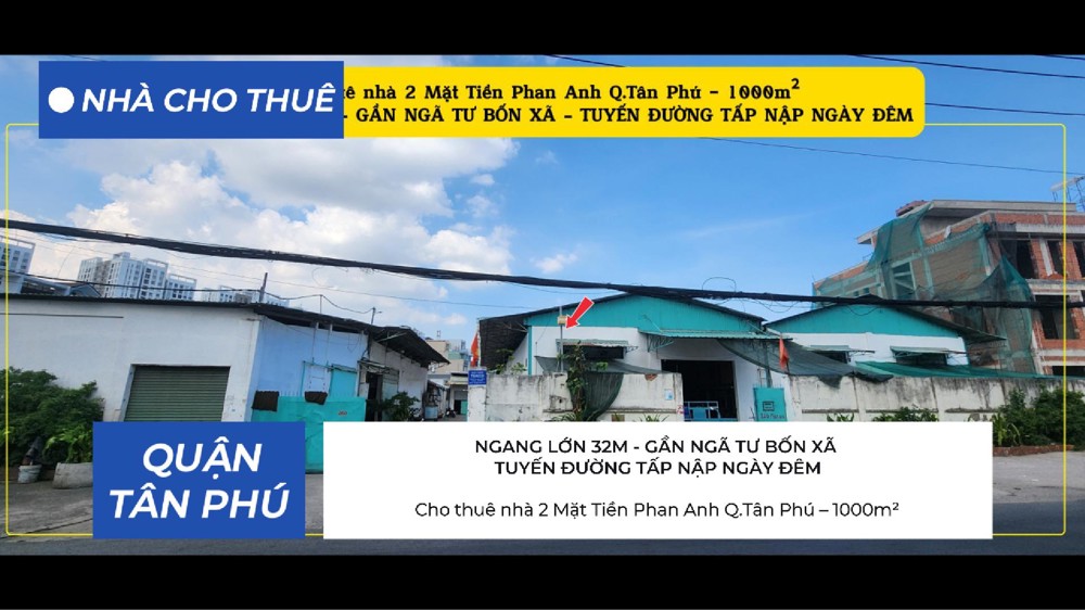Cho Thuê Nhà 2 Mặt Tiền Phan Anh Q.tân Phú 1000M² - Gần Ngã Tư Bốn Xã