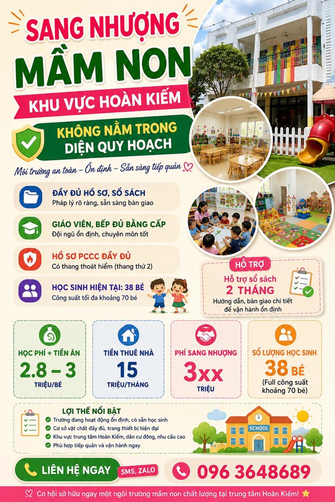 Sang Nhượng Mầm Non Khu Vực Hoàn Kiếm, Hà Nội Không Nằm Trong Diện Quy Hoạch