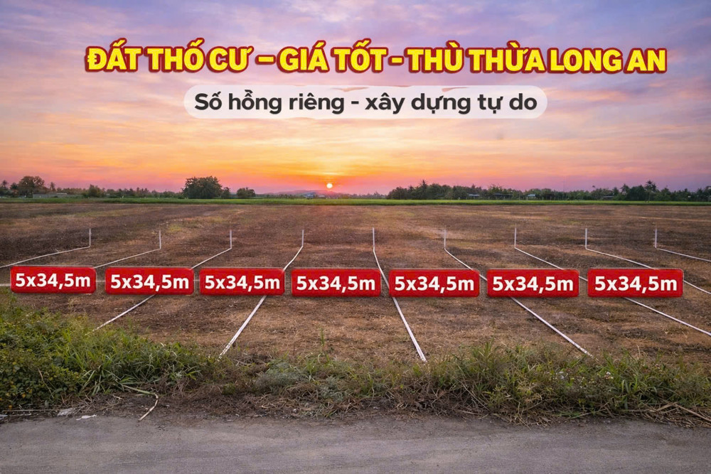 Mở Bán 9 Lô Mới Chính Chủ F0 Tại Thủ Thừa, Long An