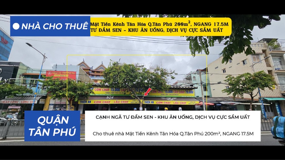Cho Thuê Nhà Mặt Tiền Kênh Tân Hóa Q.tân Phú 200M², Ngang 17.5M - Cạnh Ngã Tư Đầm Sen